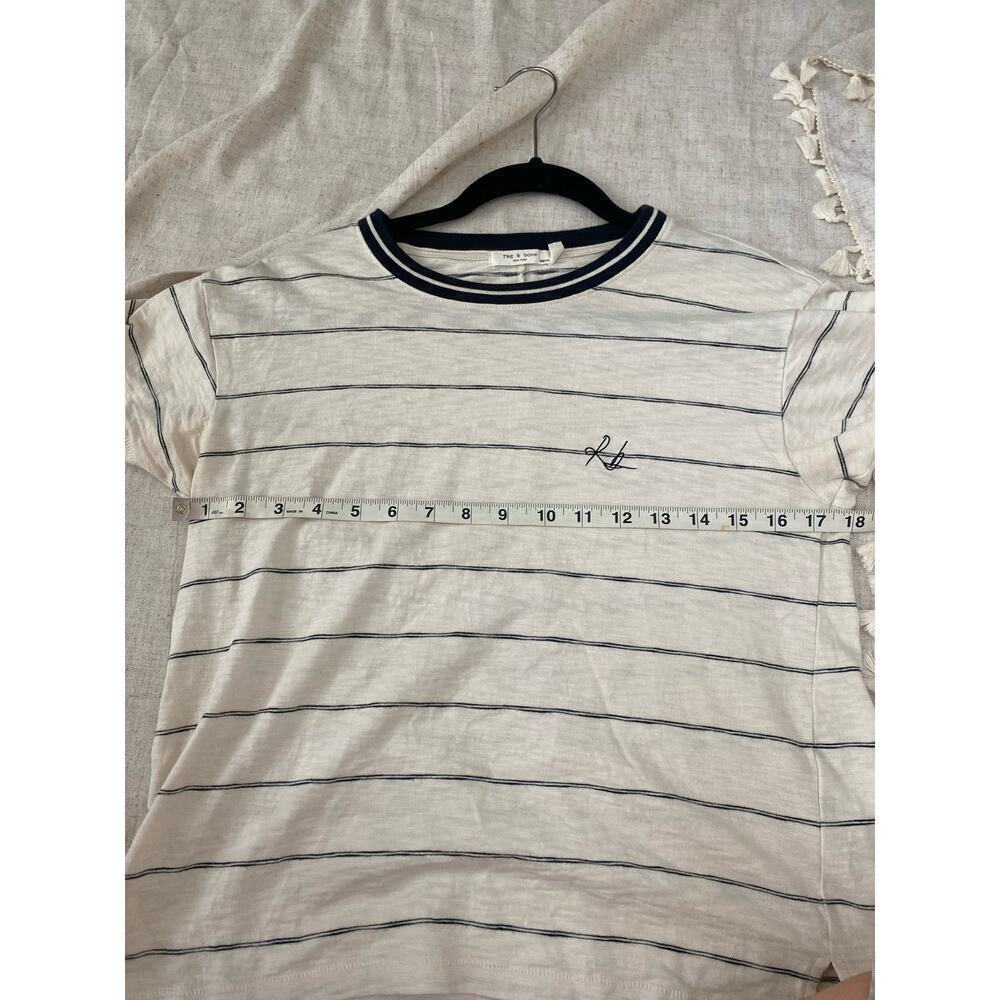 Rag & Bone Cream Black Striped Crewneck Tee Size XS - Picture 9 of 12